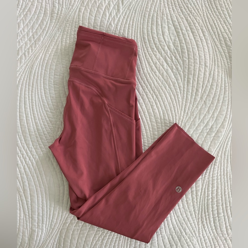 Lululemon fast and free crop leggings mauve/pink color
